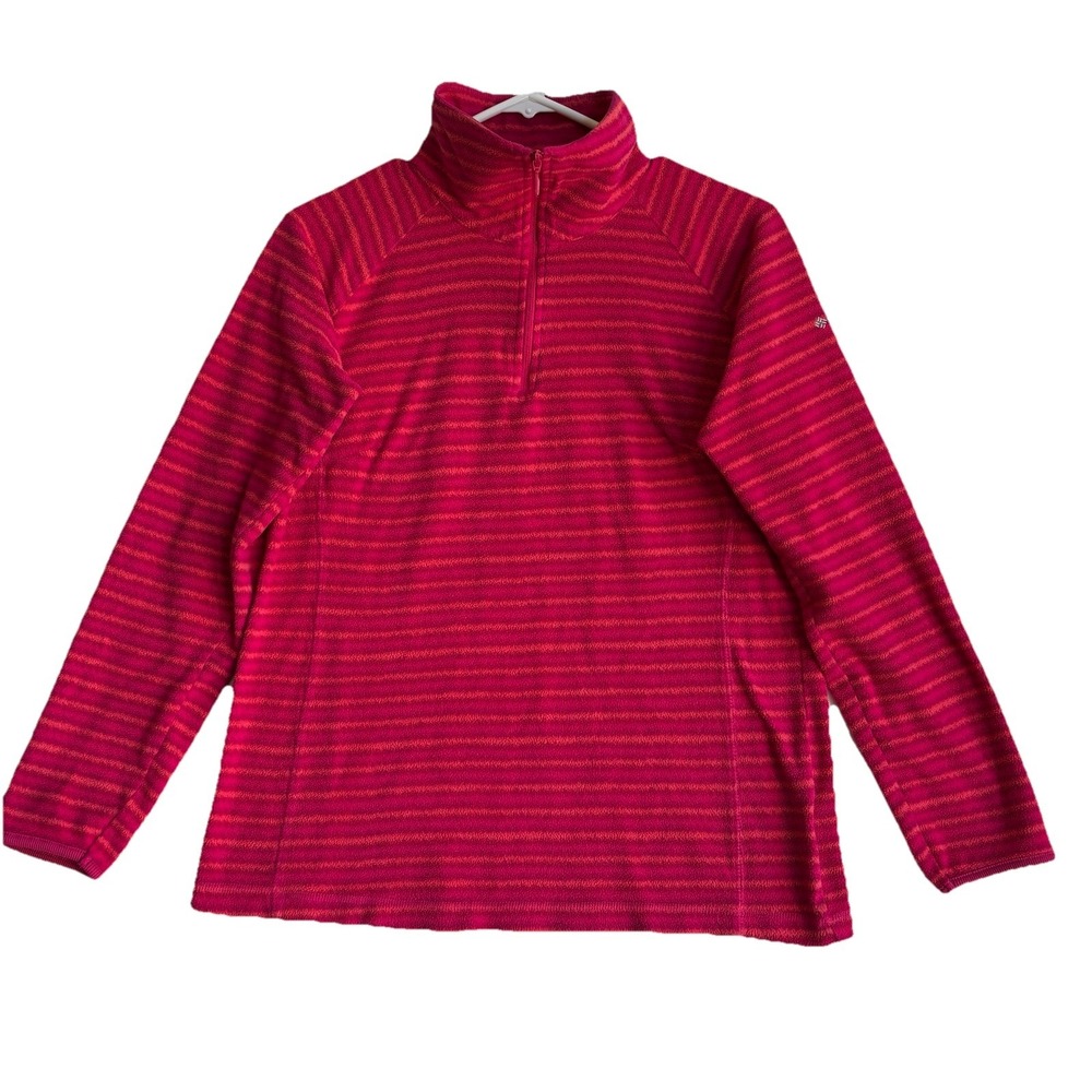 Columbia Women's Medium Pink Pullover Sweater, Polyester, Half‎ Zip Fleece